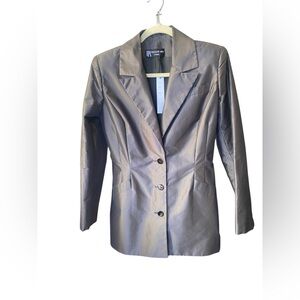 NWOT VTG PATRICIA RHODES IRIDESCENT SILK TAFFETA SILVER GRAY BLAZER LINED S